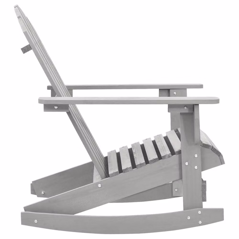 Berkfield Home Garden Grey Wood Rocking Chair with Armrests – 2