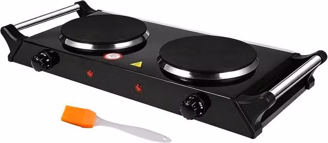 Ventryn Double Cast Radiant Electric Hot Plate Cooker with Handle, Black – 1