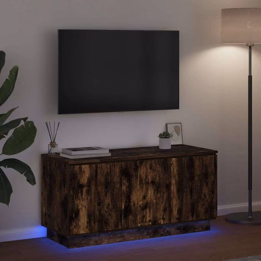 Berkfield Home Modern Smoked Oak TV Cabinet in Brown, W/D/H: 100 x 38 x 49 cm – 5