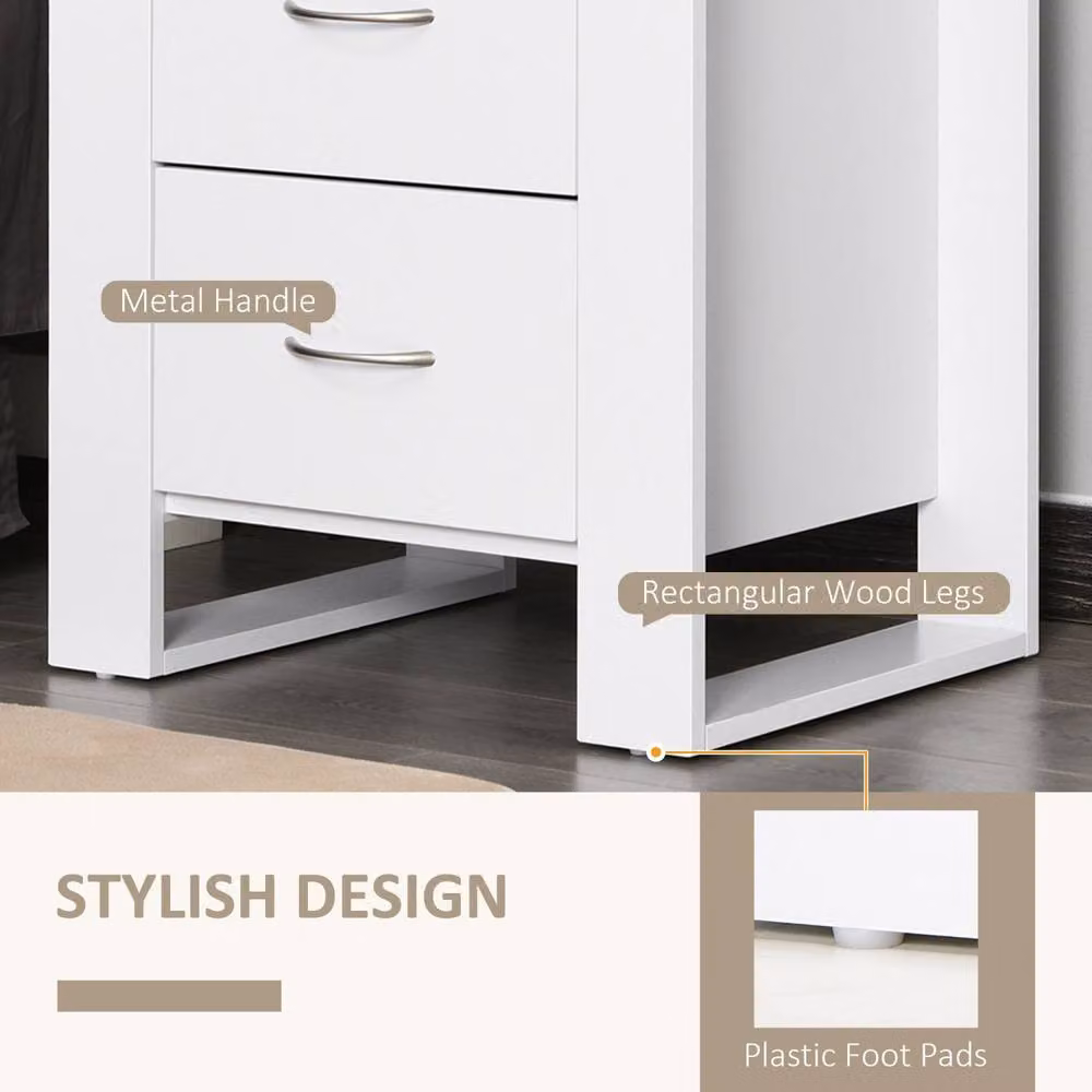 Wyld Haus Sovise Set of 2 White Wooden Bedside Tables with 2 Drawers – 4