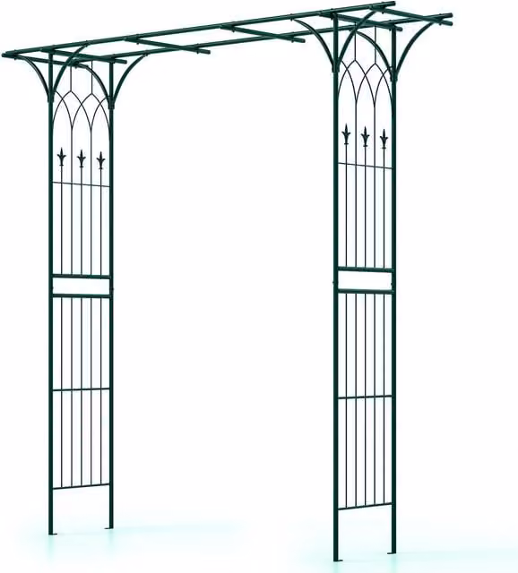 Gymax Metal Garden Arbor Archway for Climbing Plants in Green, Height: 205 cm