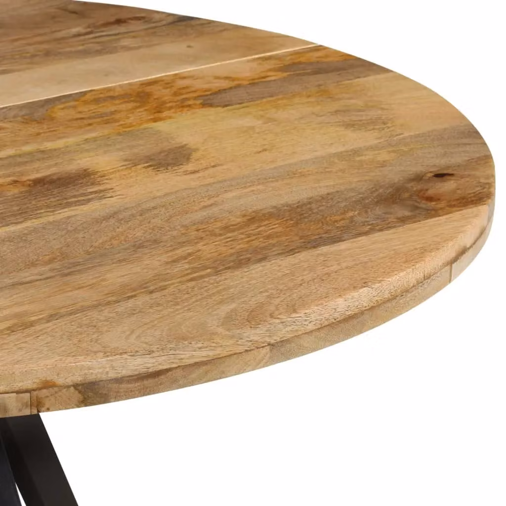 Berkfield Home Round Mango Wood Dining Table in Brown, W: 110 cm, D: 75 cm – 2