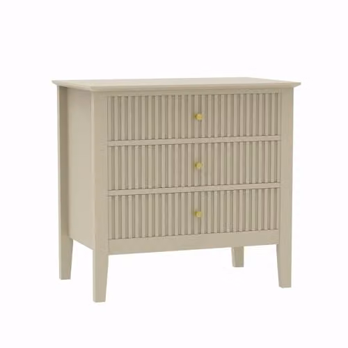Melody Maison Hales Taupe Range Wide 3 Drawer Chest of Drawers and Pair of Large Bedside Tables in Beige – 2