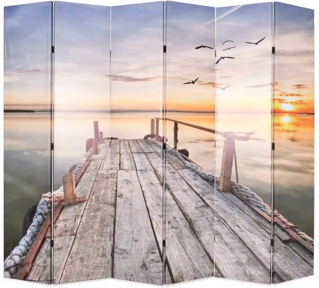 Berkfield Home Folding Room Divider in Lake, W: 228 cm, H: 170 cm