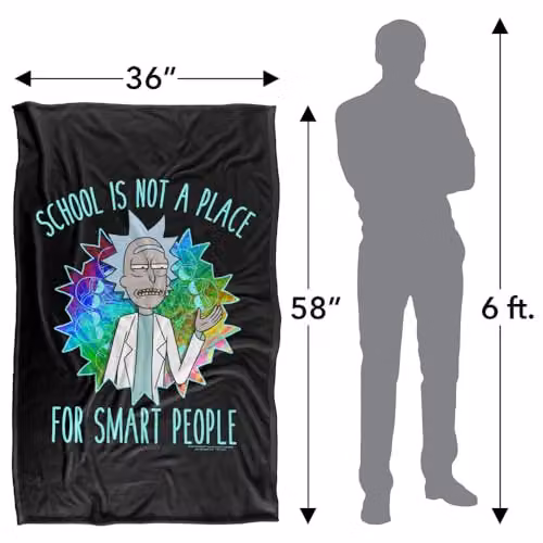 Warner Bros. Rick and Morty School Silky Touch Super Soft Fleece Throw Blanket, Multicolour, W: 91.44 cm x D: 91.44 cm x H: 147 cm – 4