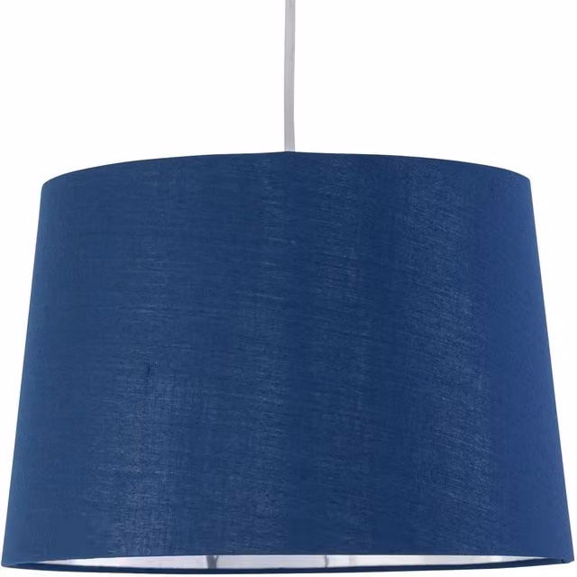 First Choice Lighting Zoey Easy Fit Cylinder Pendant Lamp Shade in Blue and Silver, Diameter: 28 cm – 1