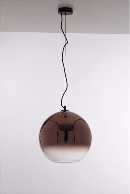 Netlighting Marte Globe Dome Pendant Light in Copper and Transparent Glass with E27 Fitting