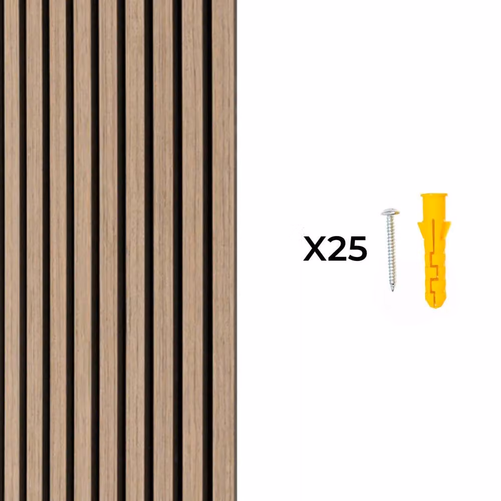Monstershop Acoustic Slat Wall Panel, Light Walnut and Terracotta, W/D/H: 240 x 60 x 1.2 cm – 7