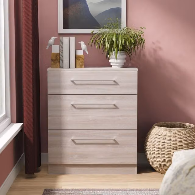 Ready Assembled 2 U Gloucester 3 Drawer Deep Chest in Light Grey – 1