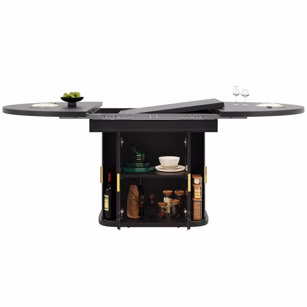 BTM Modern Oval Extendable 6 Seater Dining Table in Black Matt MDF Laminate – 6