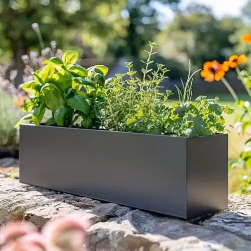 Tulipy Galvanised Steel Trough Planter, Matte Grey, W/D/H: 24 x 70 x 24 cm – 7