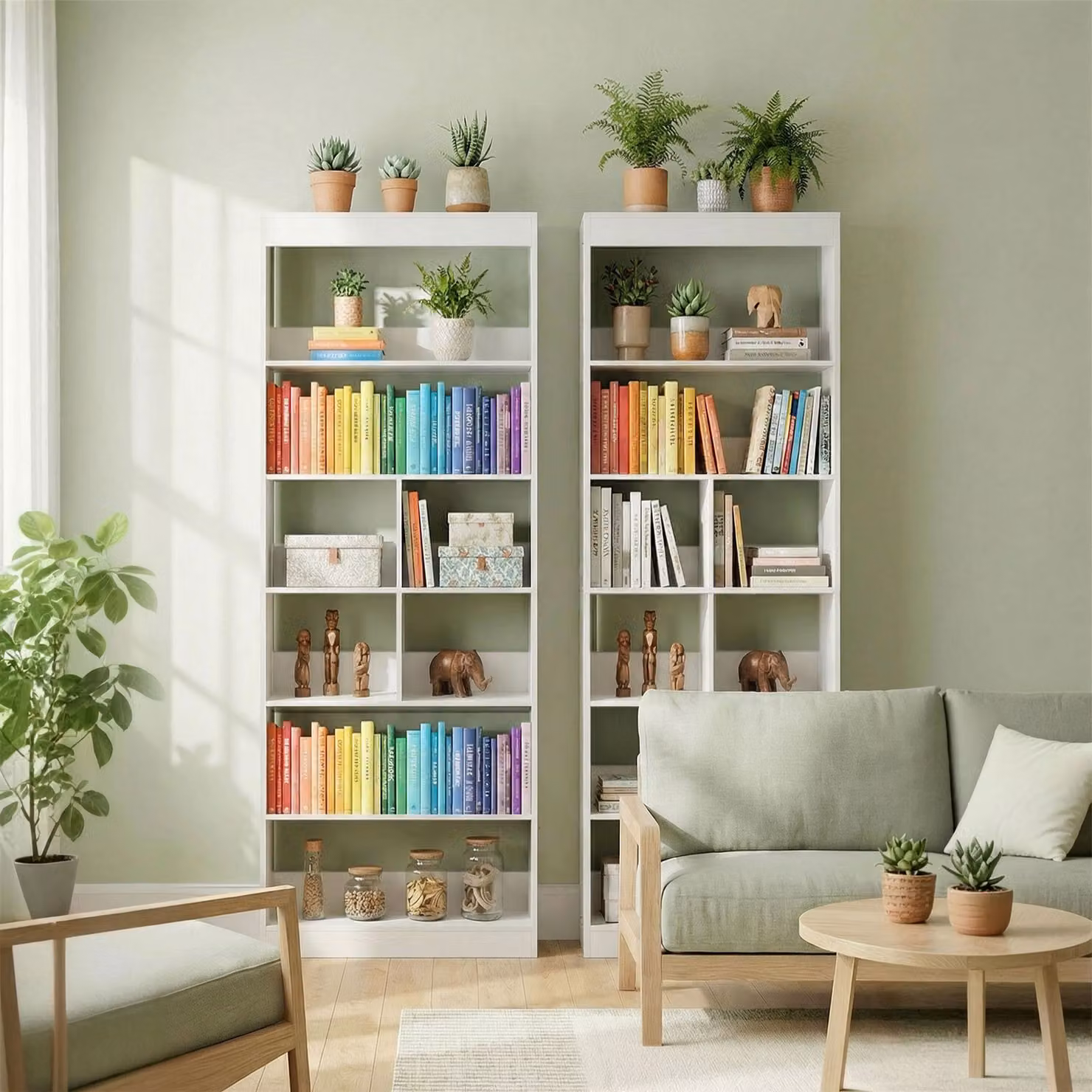 HOMCOM 6-Tier White Modern Bookcase with Open Storage Cubes and Anti-Tipping Design, Height: 180 cm – 3