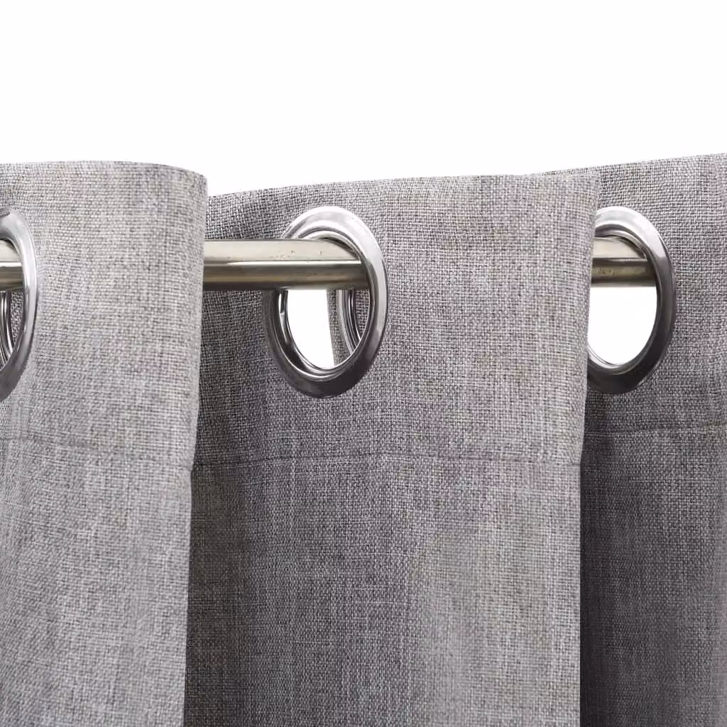 Berkfield Home Linen-Look Blackout Curtains with Eyelets, 2 Pack, Grey, W: 140 cm, H: 175 cm – 3