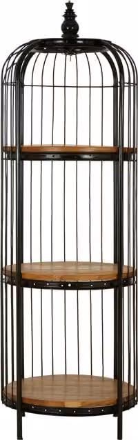 Orsina Small Birdcage Shelf Unit in Gold and Black Finish, W/D/H: 47 x 47 x 115 cm