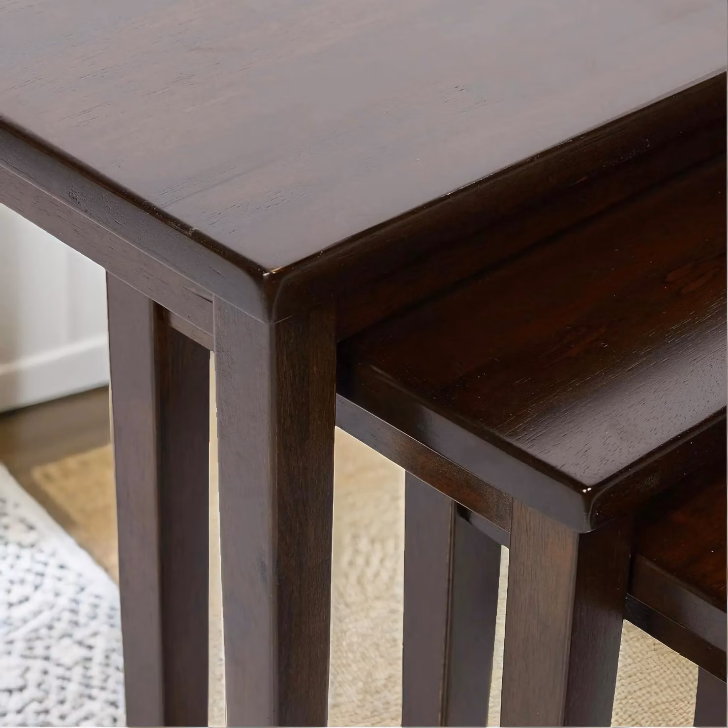 Pirlo Plush 3-Piece Mahogany Nesting Tables in Dark Brown – 4