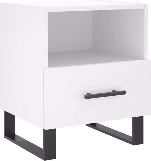 Berkfield Home White Bedside Cabinet in Engineered Wood, W: 40 cm, D: 35 cm, H: 47.5 cm – 1