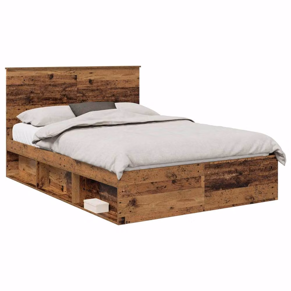 Berkfield Home Modern Bed Frame with Headboard and Drawers in Brown Solid Pine and Engineered Wood, W: 135 cm, L: 190 cm – 2