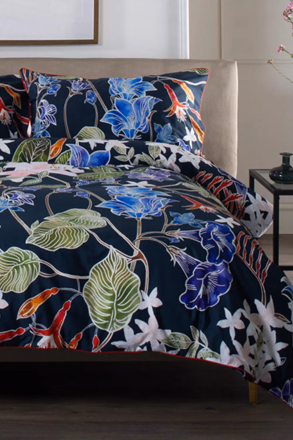 The Lyndon Company Floral Nightshade 200TC 100% Cotton Luxury Duvet Cover and Pillowcase Set in Green and Multicolour, Size: Single – 2