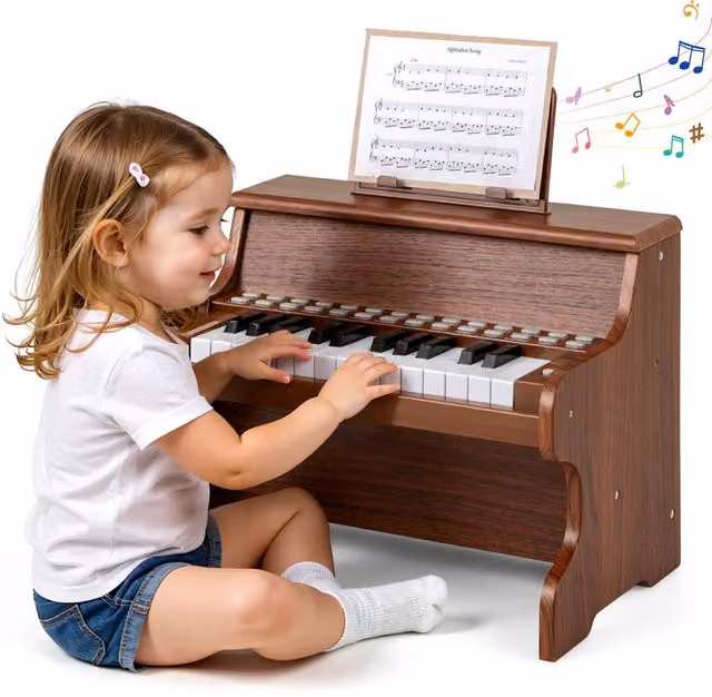 Costway Kids Digital Piano Keyboard in Brown