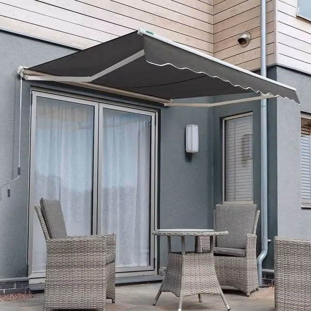 Primrose Semi Cassette Manual Awning in Grey, W: 300 cm, D: 250 cm