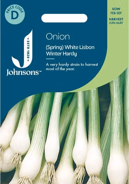 Johnsons Seeds White Lisbon Winter Hardy Spring Onion Vegetable Seeds