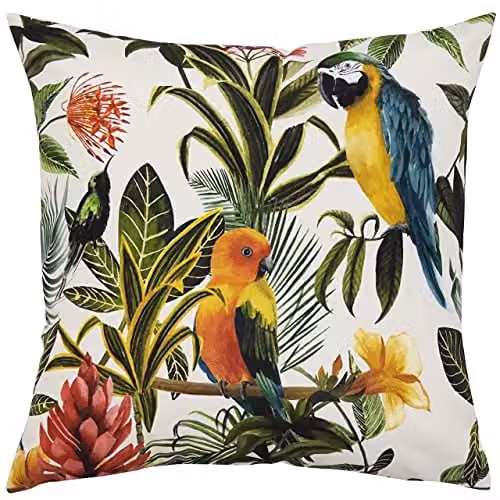 Evans Lichfield Parrots Tropical Outdoor Cushion, Multicolour and Petrol, W/D/H: 43 x 43 x 43 cm – 1