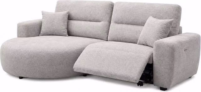Furnishings For Less UK Denton Grey Left Hand Electric Recliner Chaise Sofa in Chenille Fabric