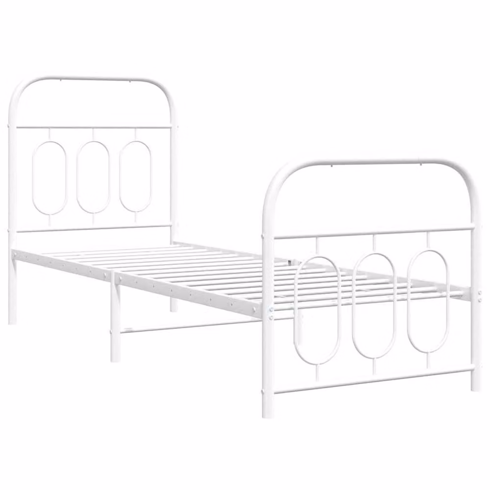 Berkfield Home Metal Bed Frame with Footboard, White, W: 75 cm, L: 190 cm – 3