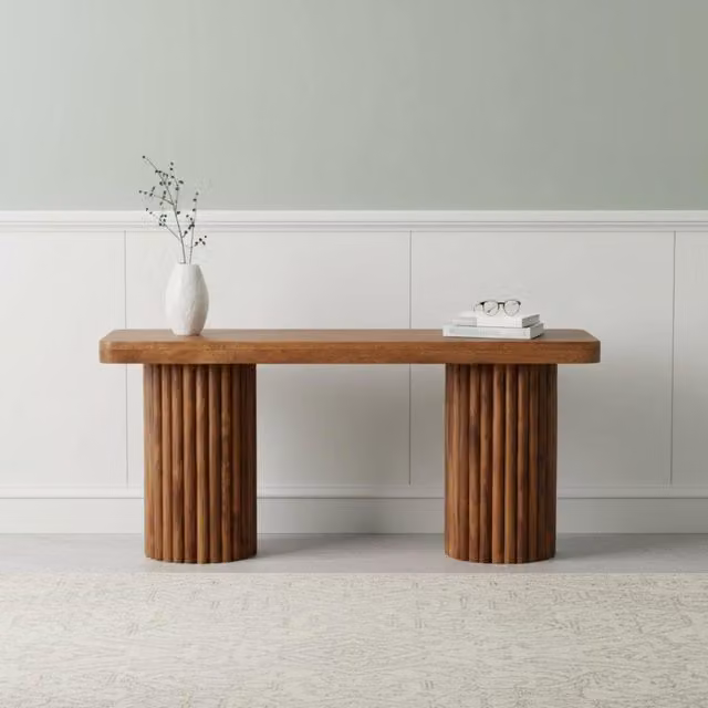 Artisan Furniture Astoria Fluted Mango Wood Bench in Brown