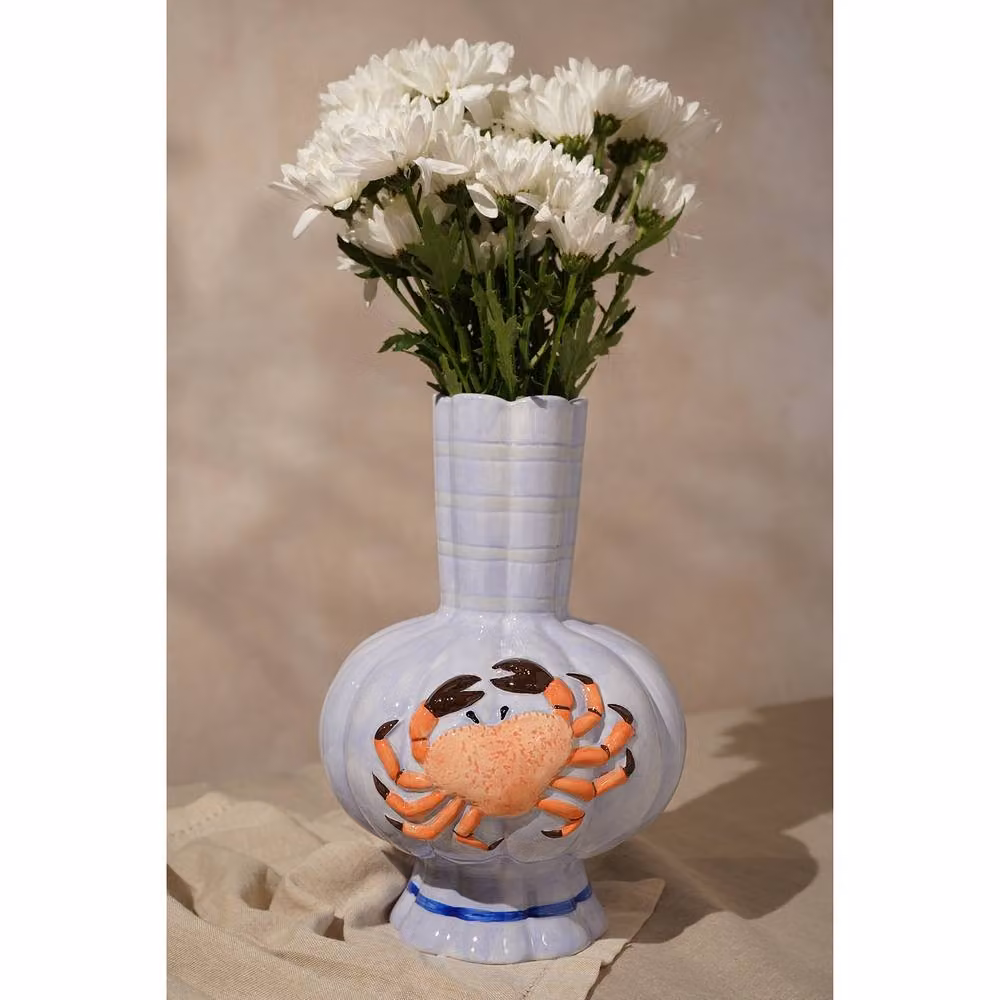 Hestia Blue Ceramic Crab Tabletop Vase – 4