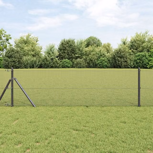 Berkfield Home Grey PVC Coated Steel Single-Bar Welded Wire Fence