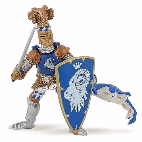 Papo Master Of Arms Ram Crest Figure in Blue and Multicolour, Fantasy & Medieval Collection