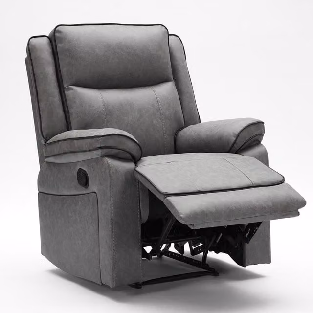 Furniture One Grey Microfibre Manual Reclining Sofa Suite with 2-Seater, 3-Seater and Armchair