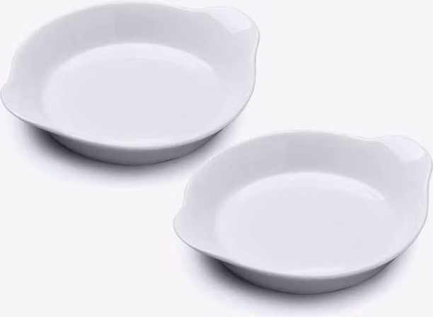 WM Bartleet & Sons Porcelain Round Gratin Dish Set of 2, White, Diameter: 15 cm