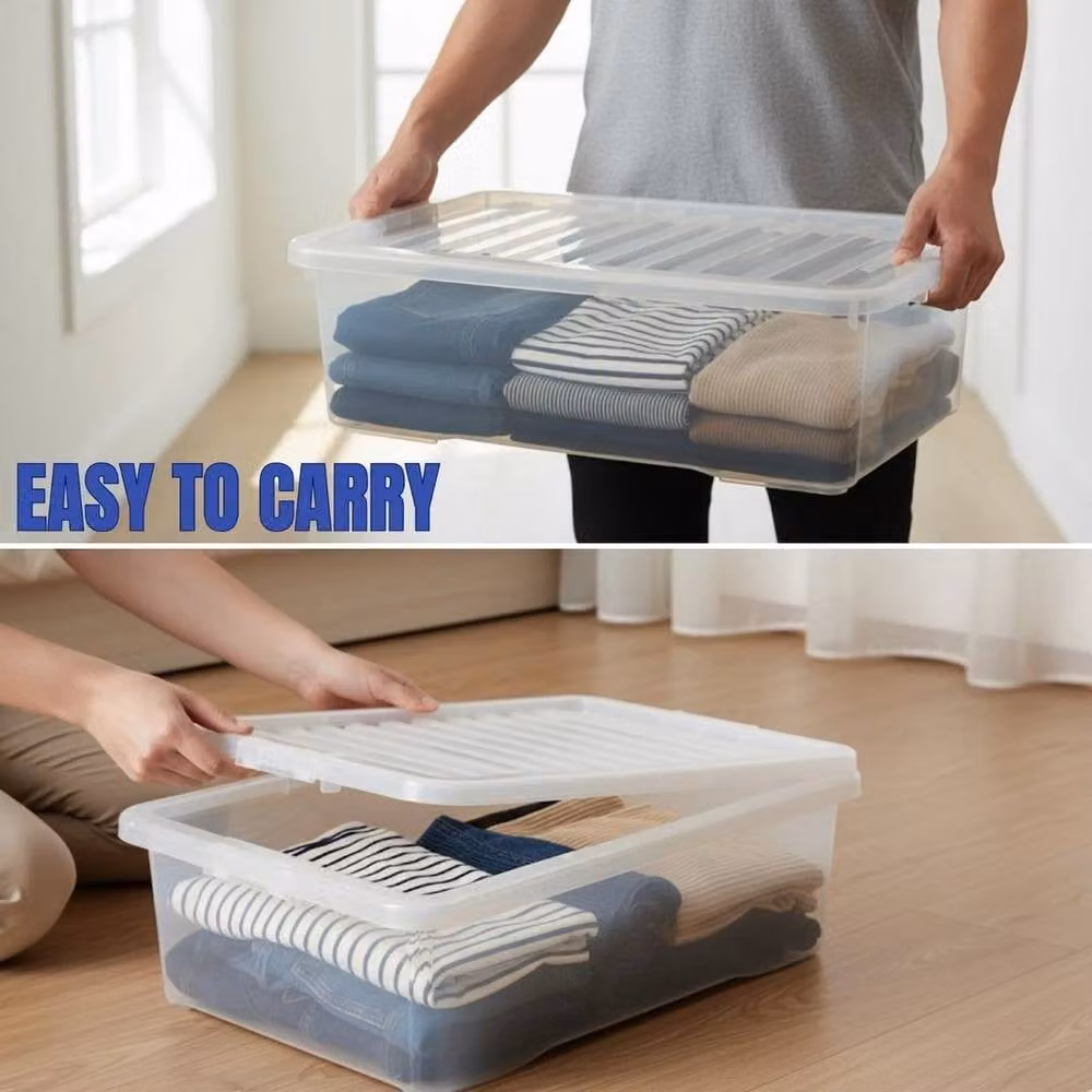 FORGEVIO 2-Piece Clear Underbed Storage Box Set with Lids and Wheels, 32L Capacity – 4