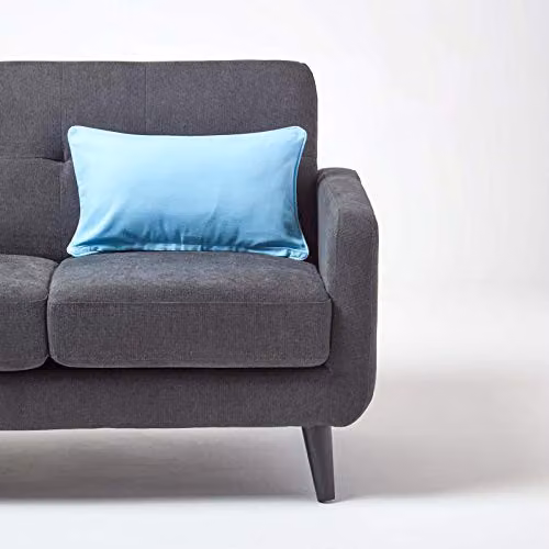 Homescapes Plain Blue Cotton Rectangular Cushion Cover W/H: 30 x 50 cm – 3