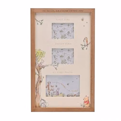 Widdop and Co Disney Winnie The Pooh Multi Aperture Wood Scan Frame, Brown, H 26.0 cm x W 42.0 cm x D 2.51 cm