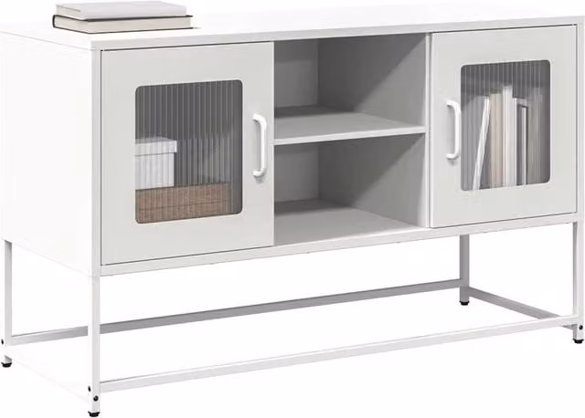 Berkfield Home Industrial White Steel TV Cabinet W/D/H: 100.5 x 39 x 60.5 cm