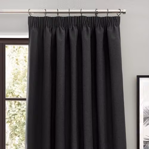 Riva Home Dawn Textured Blackout Pencil Pleat Curtains, Black, Width: 168 cm, Drop: 183 cm – 3