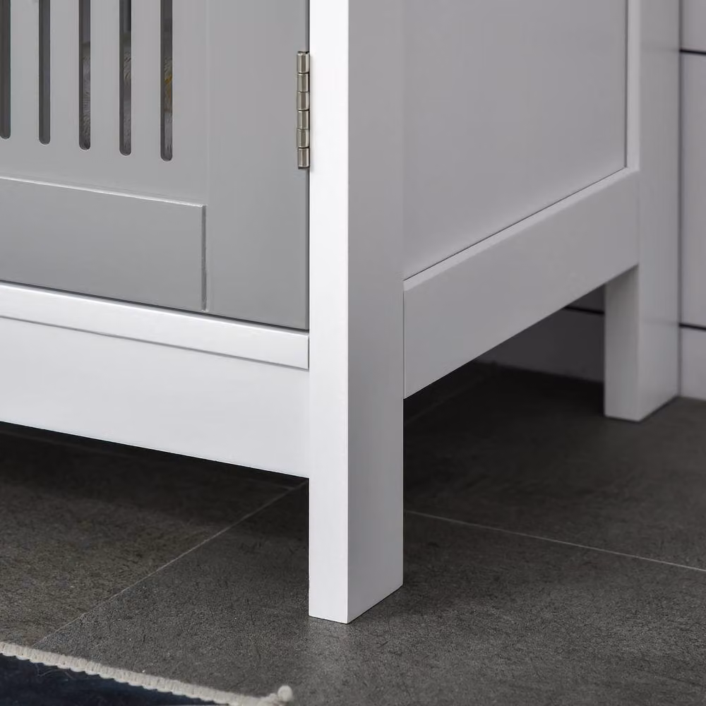 STILVORA Grey Under Sink Bathroom Cabinet with Adjustable Internal Shelves and Hinged Doors – 4