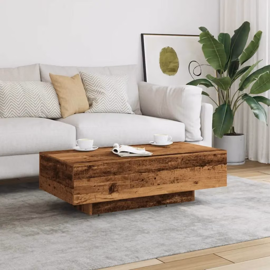 Berkfield Home Rustic Old Wood Coffee Table in Brown, W/D/H: 100 x 49.5 x 31 cm – 3