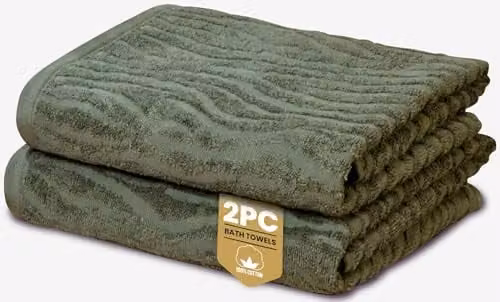 Rapport Home Safari 2-Pack Cotton Bath Towels in Green, W/D/H: 70 x 120 cm