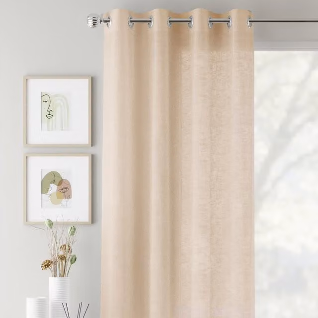Terrys Crete Ready Made Single Voile Curtain in Beige