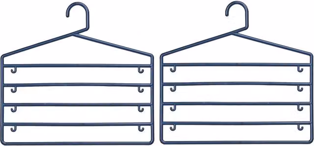 Orsina Set of 2 Grey and Blue Plastic Multi-Tier Space Saving Trouser Hangers