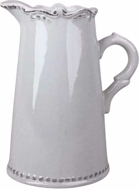 Four Candle White Ceramic Jug with Decorative Rim, Height: 19 cm