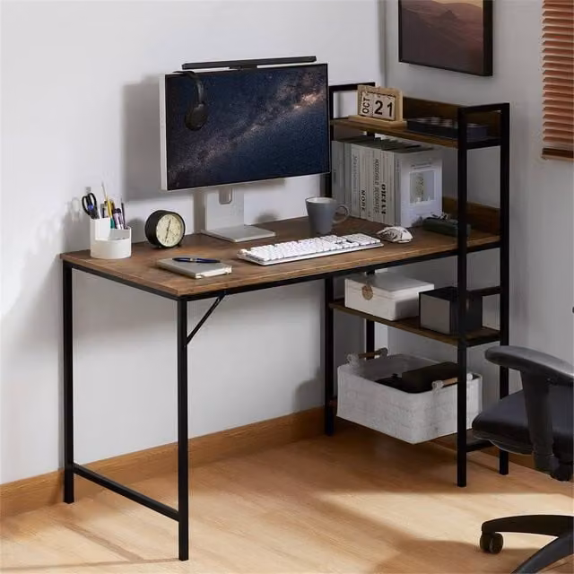 SPETLEK Computer Desk with 3 Shelves for Home Office in Brown Wood – 1