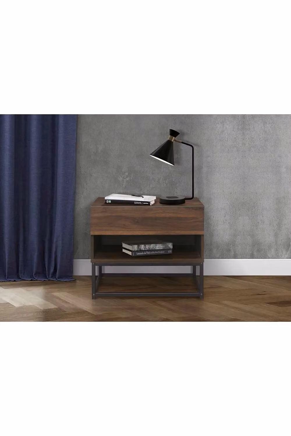 Birlea Houston 1 Drawer Bedside Table in Walnut Brown, W: 42 cm, D: 42 cm, H: 60 cm – 2