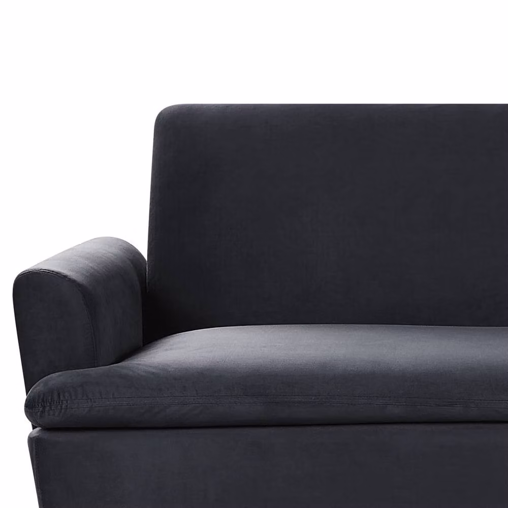 Wyld and Coco 3-Seater Velvet Click-Clack Sofa Bed in Black with Gold Legs – 4