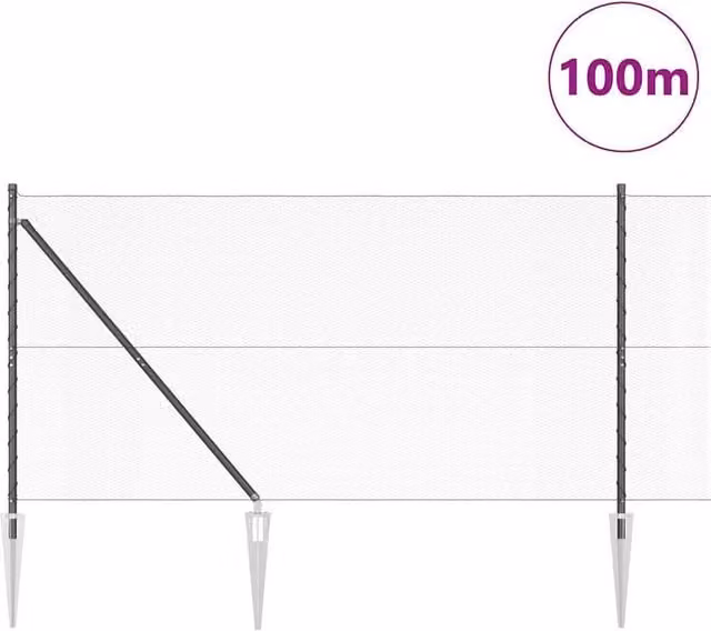 Berkfield Home Grey Steel Hexagon In-Ground Fence, 2 x 100 m – 1