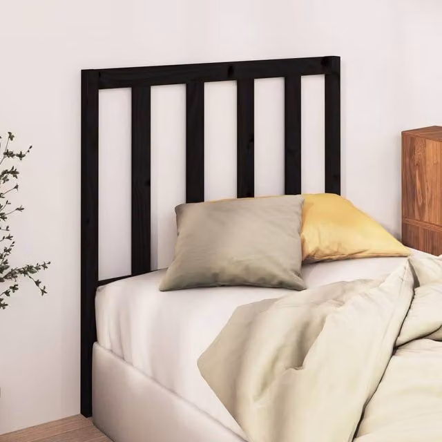 Berkfield Home Beautiful Bed Headboard in Black Solid Pine, W/D/H: 96 x 4 x 100 cm